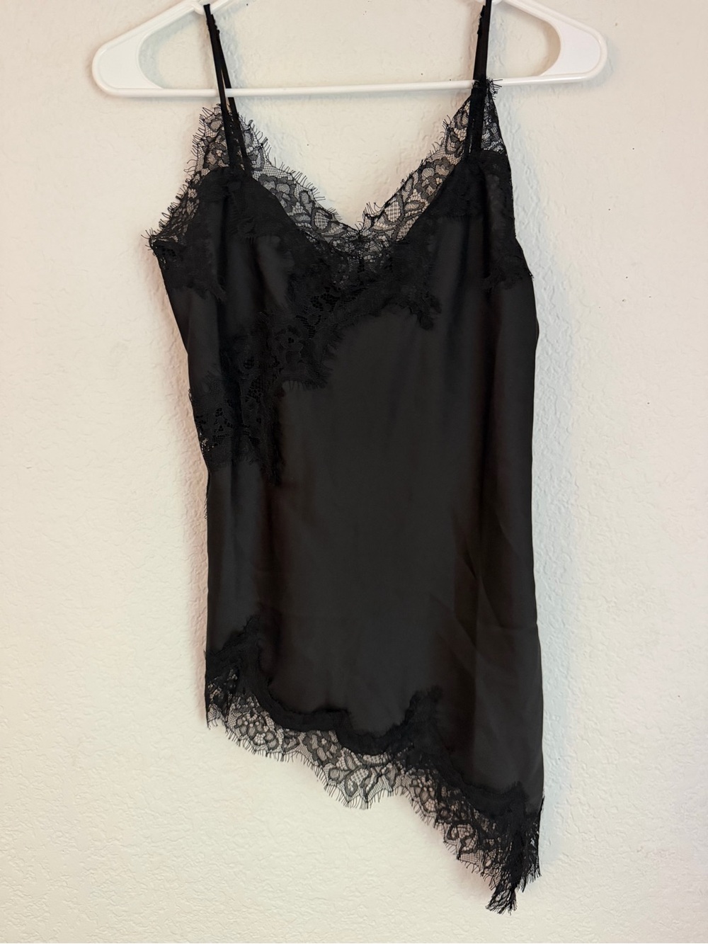 Lace Trim Cami Tank Top - Black - Picture 3 of 6